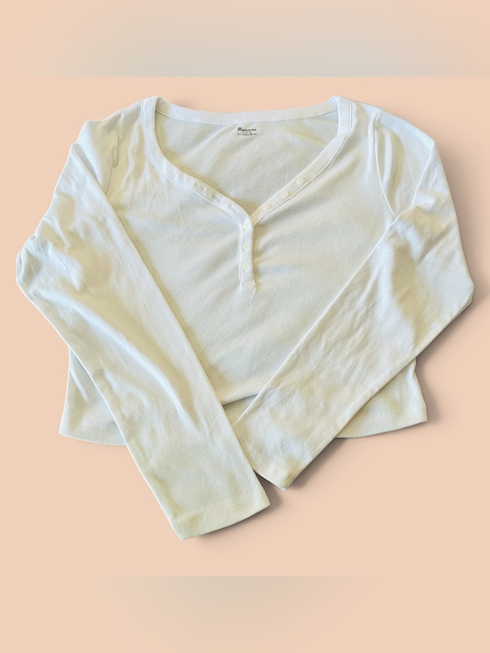 NWT No Boundaries White Long Sleeve Henley Top XL 16-18